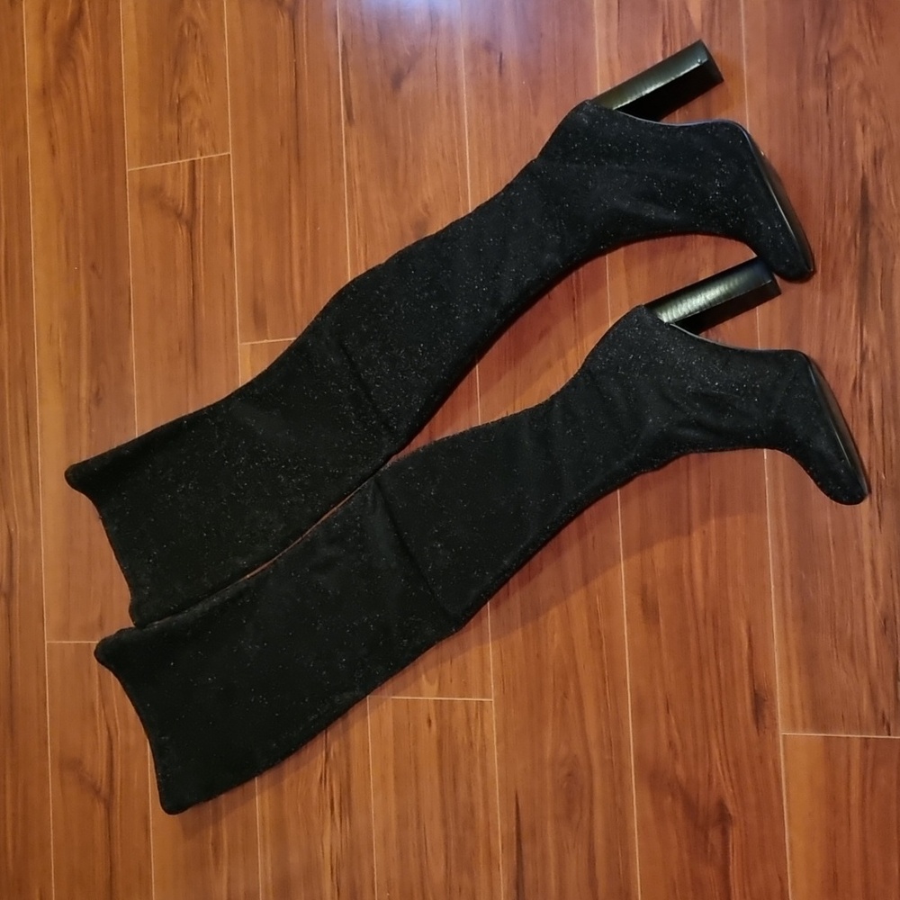 Aldo Sparkling Black Over-the-Knee Boots